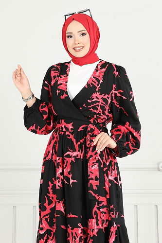 moda selvim Combined 843OZN1046 Red & Black - Thumbnail