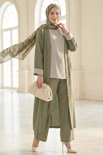 moda selvim طقم اخضر عفني 878ART1044-M - Thumbnail