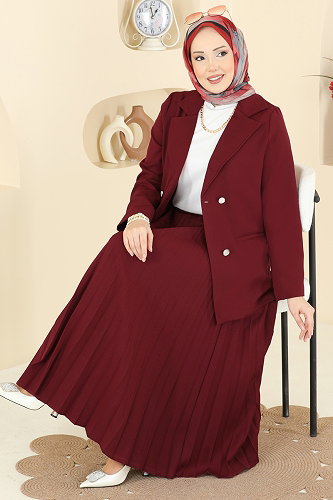 moda selvim طقم خمري 880ART1138 - Thumbnail