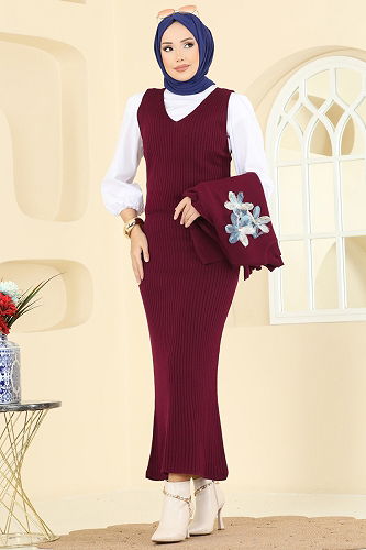 moda selvim Combined 9002OZN1046 Burgundy - Thumbnail