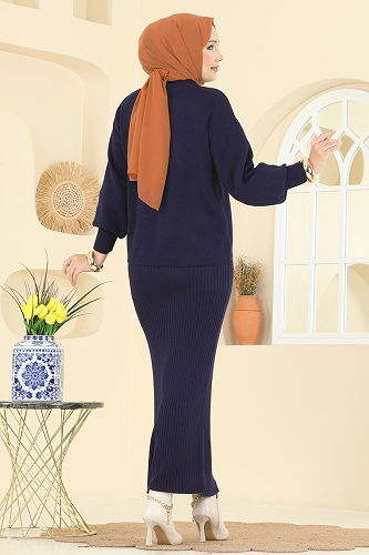 moda selvim طقم كحلي 9002OZN1046 - Thumbnail