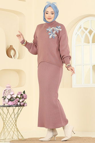 moda selvim طقم وردي 9002OZN1046 - Thumbnail