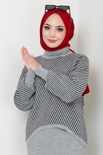 moda selvim طقم رمادي 9003UZ1029-M - Thumbnail