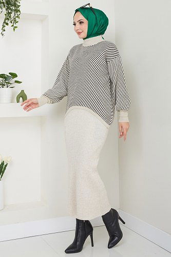 moda selvim طقم بيج 9003UZ662 - Thumbnail