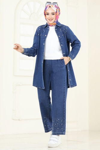 moda selvim طقم جينز 9007YLD1073 - Thumbnail