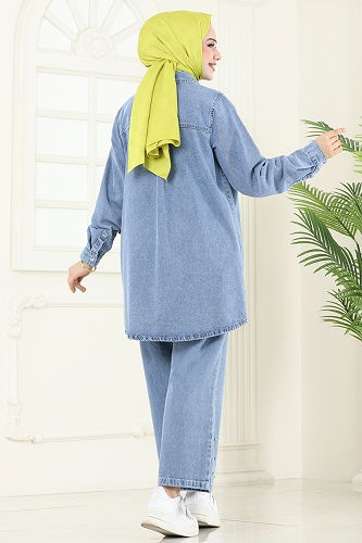 moda selvim طقم جينز فاتح 9007YLD1073 - Thumbnail