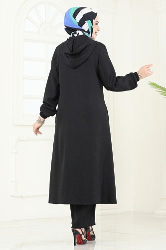 moda selvim طقم أسود 9012S324 - Thumbnail