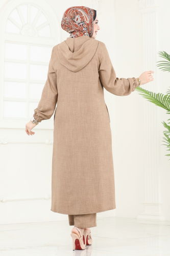 moda selvim طقم بيج غامق 9012S324 - Thumbnail