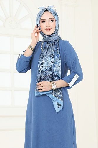 moda selvim طقم أزرق وسكري 9020S324 - Thumbnail