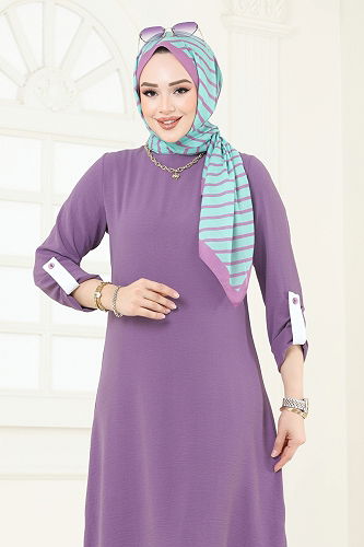 moda selvim طقم ليلكي وسكري 9020S324 - Thumbnail