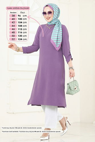 moda selvim طقم ليلكي وسكري 9020S324 - Thumbnail