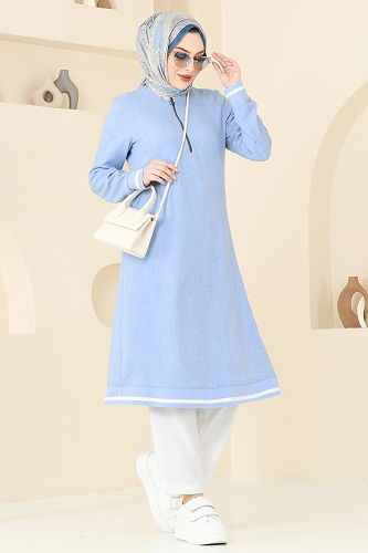 moda selvim Combined 9022S324 Baby Blue & Ecru - Thumbnail