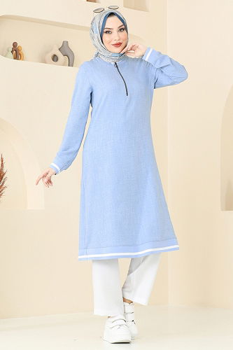 moda selvim Combined 9022S324 Baby Blue & Ecru - Thumbnail