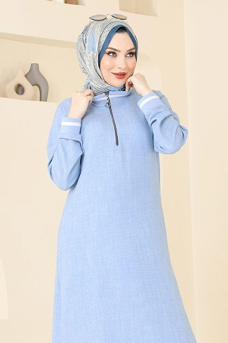 moda selvim Combined 9022S324 Baby Blue & Ecru - Thumbnail