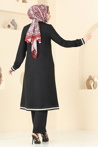 moda selvim طقم أسود 9022S324 - Thumbnail