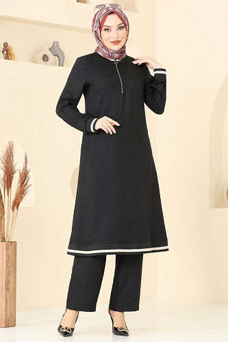 moda selvim طقم أسود 9022S324 - Thumbnail