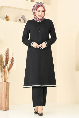 moda selvim طقم أسود 9022S324 - Thumbnail