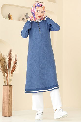 moda selvim Combined 9022S324 Indigo&Ecru - Thumbnail