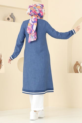 moda selvim طقم أزرق وسكري 9022S324 - Thumbnail