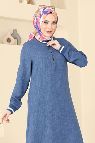 moda selvim طقم أزرق وسكري 9022S324 - Thumbnail