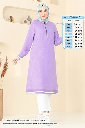 moda selvim طقم ليلكي وسكري 9022S324 - Thumbnail