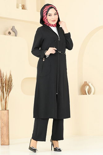 moda selvim طقم أسود 9025S324 - Thumbnail