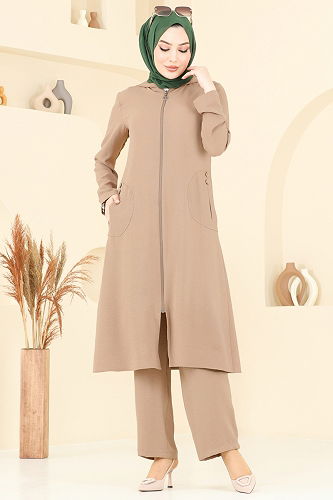 moda selvim طقم بيج 9025S324 - Thumbnail