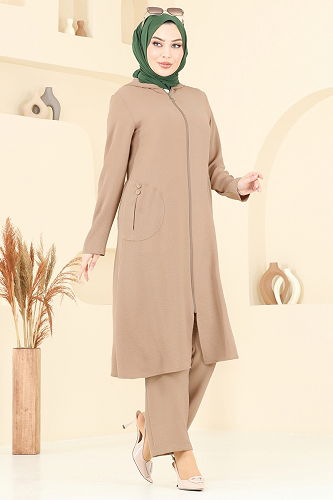 moda selvim طقم بيج 9025S324 - Thumbnail