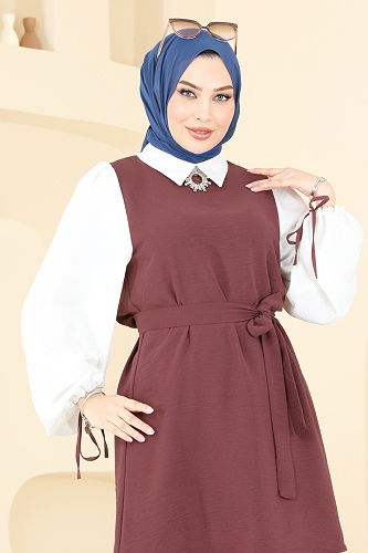 moda selvim طقم وردي غامق 9026S324 - Thumbnail