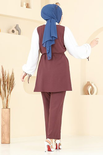 moda selvim طقم وردي غامق 9026S324 - Thumbnail