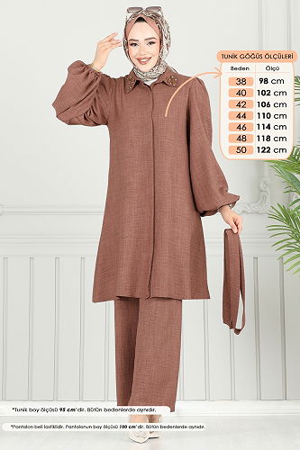 moda selvim طقم بني 9038S324 - Thumbnail