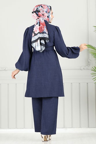 moda selvim طقم كحلي 9038S324 - Thumbnail