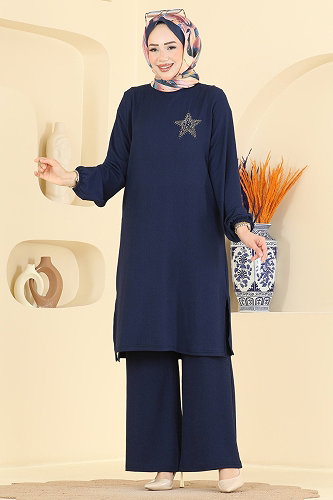 moda selvim طقم كحلي 905PM271 - Thumbnail