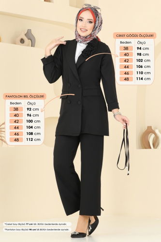 moda selvim طقم أسود 910MP806 - Thumbnail