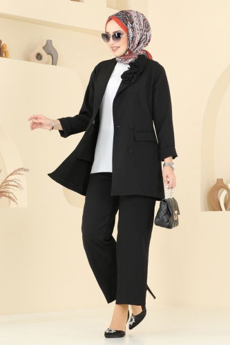 moda selvim طقم أسود 910MP806 - Thumbnail