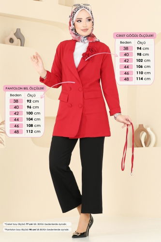 moda selvim طقم أحمر و أسود 910MP806 - Thumbnail