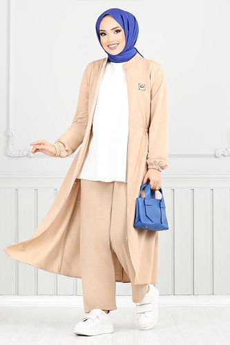 moda selvim طقم بيج 9115PL940-M - Thumbnail