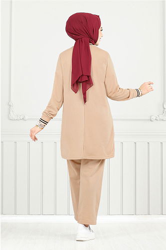 moda selvim طقم بيج 9116PL940-M - Thumbnail