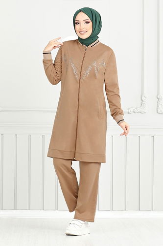 moda selvim طقم بيج 9117PL940-M - Thumbnail