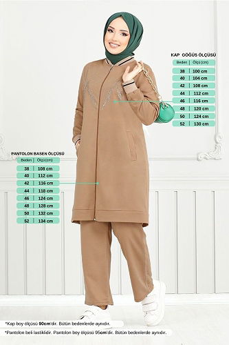 moda selvim طقم بيج 9117PL940-M - Thumbnail