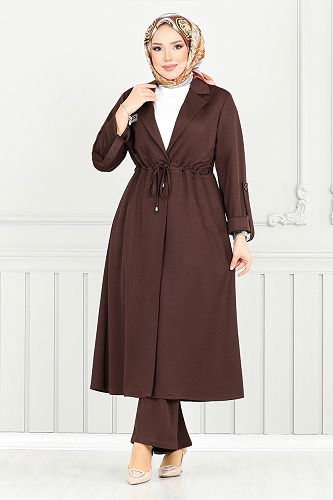 moda selvim طقم بني 9140PL940-M - Thumbnail