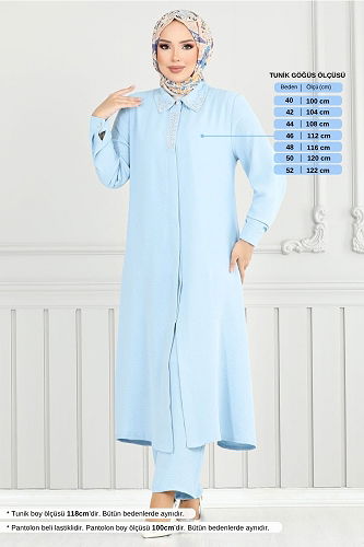 moda selvim طقم أزرق فاتح 9144PL940-M - Thumbnail