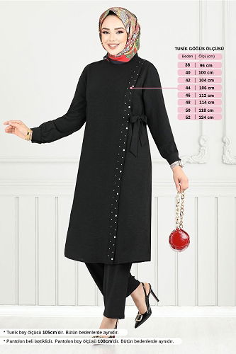 moda selvim طقم أسود 9145PL940-M - Thumbnail