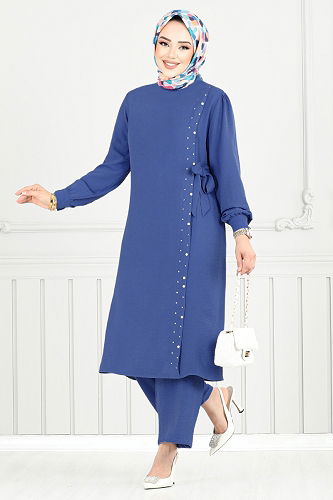 moda selvim طقم أزرق غامق 9145PL940-M - Thumbnail