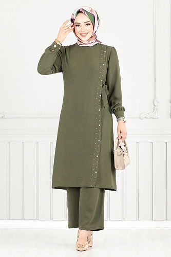 moda selvim طقم اخضر عفني 9145PL940-M - Thumbnail