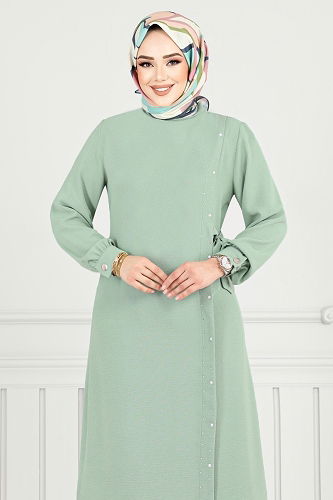 moda selvim طقم أخضر باهت 9145PL940-M - Thumbnail