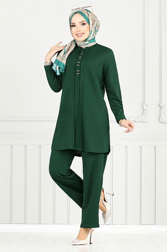 moda selvim طقم زيتي 9146PL940-M - Thumbnail