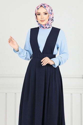 moda selvim طقم كحلي فاتح 9152PL940-M - Thumbnail