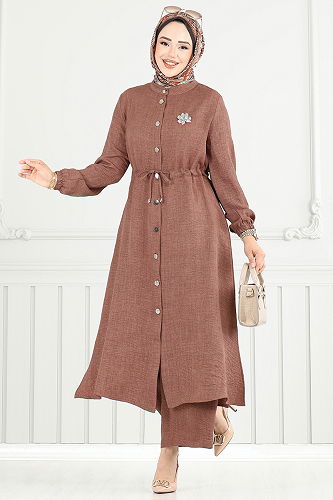 moda selvim طقم عسلي 9154PL940-M - Thumbnail