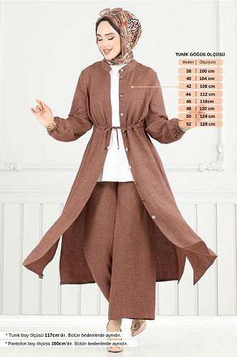 moda selvim طقم عسلي 9154PL940-M - Thumbnail